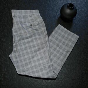 Lauren Ralph Lauren Dress Pants Men's 42 30 Gray Plaid Flat Front Straight Leg